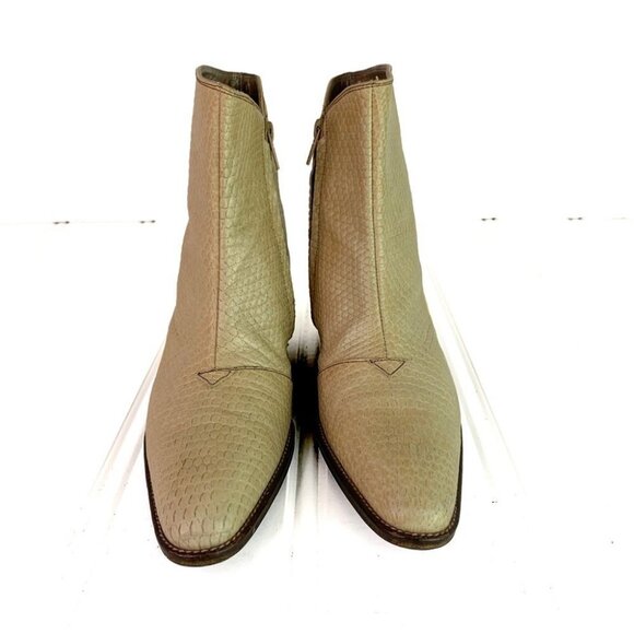 STEPHANE KELIAN TAN CROC BOOTS CROCODILE EMBOSSED BOOTS LEATHER BOOTS WOMEN 4.5 - Picture 4 of 13